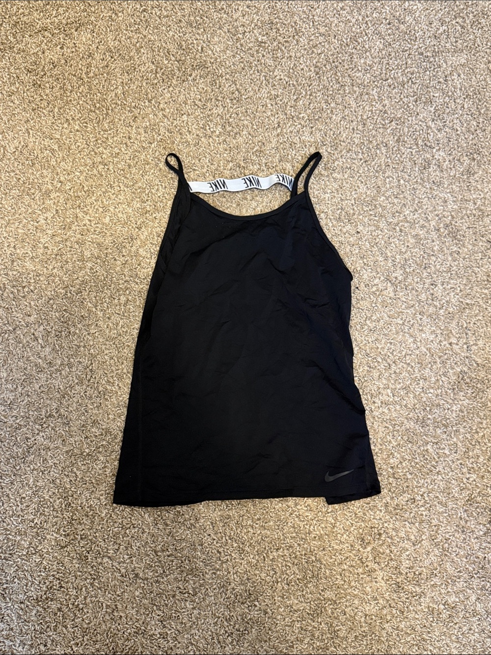 Nike Black Women's Athletic Tank with White Branded Strap